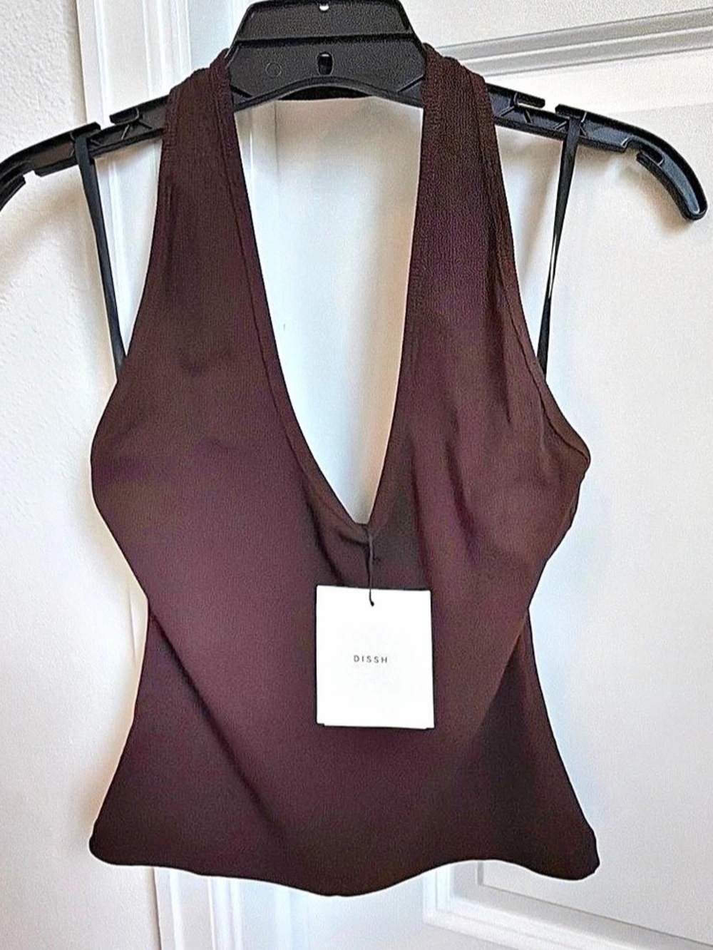 Dissh Harlan Burnt Choc Knit Halter Top Halter Knit Top in Brown Size Large NWT